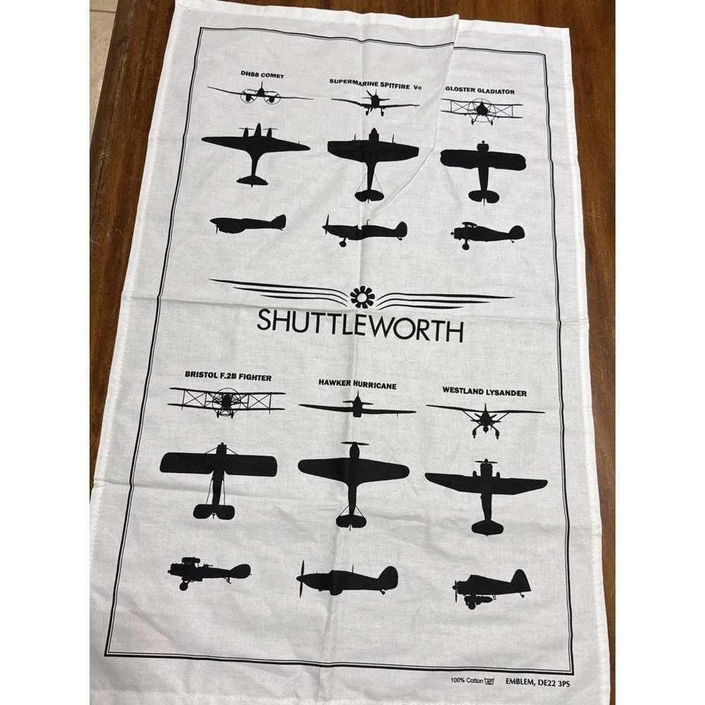 Shuttleworth Airplanes Design Tea Towel 12x28